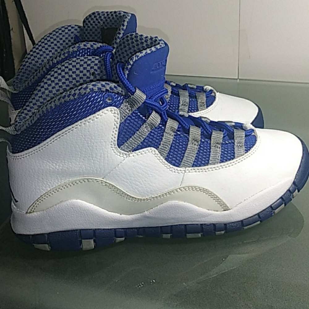 Blue and white kid Jordans for boys